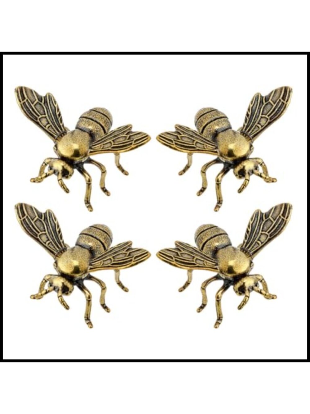 Vintage Brass Bee Figurine Set 4pc Small Collectible Statues Home Decor